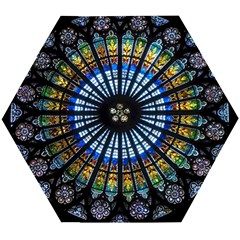 Mandala Floral Rose Window Strasbourg Cathedral France Wooden Puzzle Hexagon by Semog4