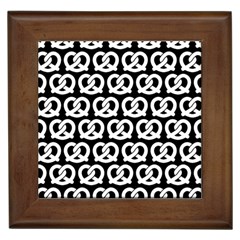 Black And White Pretzel Illustrations Pattern Framed Tile by GardenOfOphir