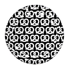 Black And White Pretzel Illustrations Pattern Ornament (round Filigree) by GardenOfOphir