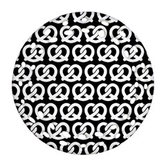 Black And White Pretzel Illustrations Pattern Round Filigree Ornament (two Sides) by GardenOfOphir