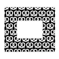 Black And White Pretzel Illustrations Pattern White Wall Photo Frame 5  X 7  by GardenOfOphir