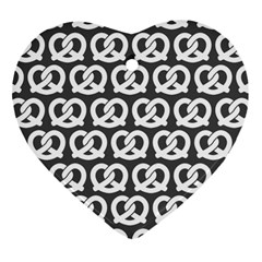 Gray Pretzel Illustrations Pattern Heart Ornament (two Sides) by GardenOfOphir