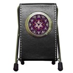 Rosette Kaleidoscope Mosaic Abstract Background Art Pen Holder Desk Clock