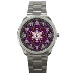 Rosette Kaleidoscope Mosaic Abstract Background Art Sport Metal Watch