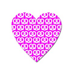 Pink Pretzel Illustrations Pattern Heart Magnet by GardenOfOphir