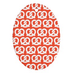 Coral Pretzel Illustrations Pattern Ornament (oval) by GardenOfOphir