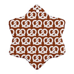 Brown Pretzel Illustrations Pattern Snowflake Ornament (two Sides) by GardenOfOphir