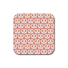 Salmon Pretzel Illustrations Pattern Rubber Coaster (square) by GardenOfOphir