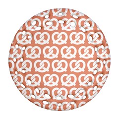 Salmon Pretzel Illustrations Pattern Round Filigree Ornament (two Sides) by GardenOfOphir