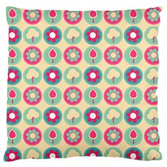 Chic Floral Pattern Large Premium Plush Fleece Cushion Case (one Side) by GardenOfOphir