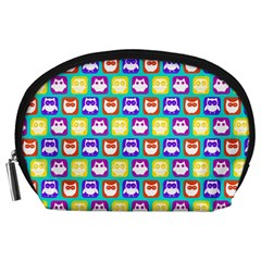 Colorful Whimsical Owl Pattern Accessory Pouch (large) by GardenOfOphir