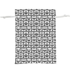 Gray And White Owl Pattern Lightweight Drawstring Pouch (xl) by GardenOfOphir