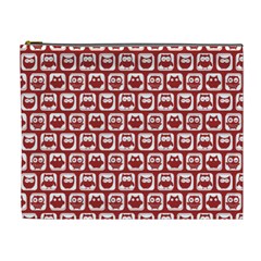 Red And White Owl Pattern Cosmetic Bag (xl) by GardenOfOphir