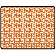 Orange And White Owl Pattern One Side Fleece Blanket (medium) by GardenOfOphir