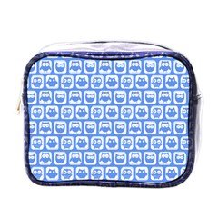 Blue And White Owl Pattern Mini Toiletries Bag (one Side) by GardenOfOphir