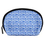 Blue And White Owl Pattern Accessory Pouch (Large) Front