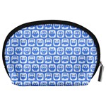 Blue And White Owl Pattern Accessory Pouch (Large) Back