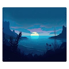 Ai Generated Ocean Sea Water Anime Nautical Premium Plush Fleece Blanket (small)