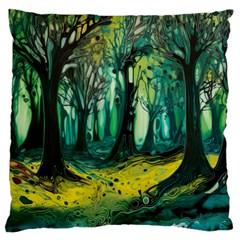 Ai Generated Trees Forest Mystical Forest Nature Art Large Cushion Case (two Sides)