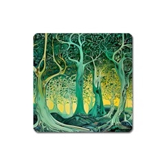 Nature Trees Forest Mystical Forest Jungle Square Magnet