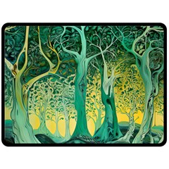 Nature Trees Forest Mystical Forest Jungle Two Sides Fleece Blanket (large) by Ravend