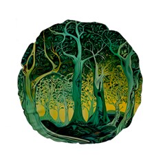 Nature Trees Forest Mystical Forest Jungle Standard 15  Premium Flano Round Cushions by Ravend