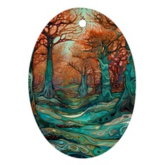 Ai Generated Tree Forest Mystical Forest Nature Ornament (oval)