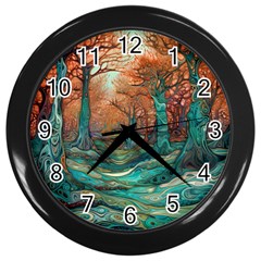 Ai Generated Tree Forest Mystical Forest Nature Wall Clock (black)