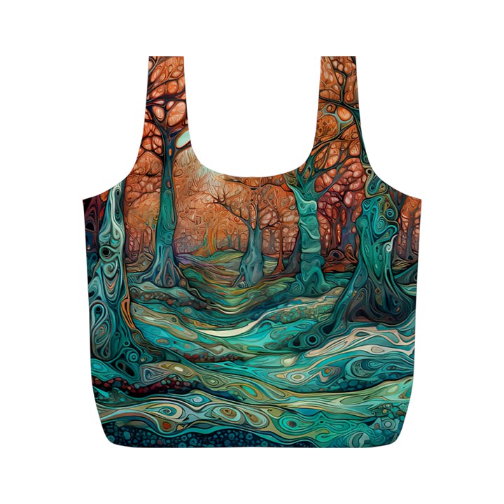Ai Generated Tree Forest Mystical Forest Nature Full Print Recycle Bag (M)