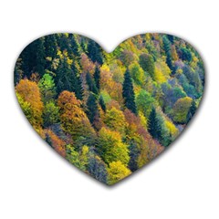 Forest Trees Leaves Fall Autumn Nature Sunshine Heart Mousepad
