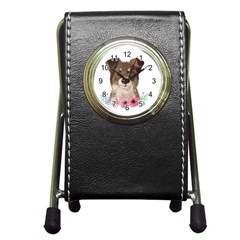 Watercolor Dog Pen Holder Desk Clock