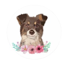 Watercolor Dog Mini Round Pill Box