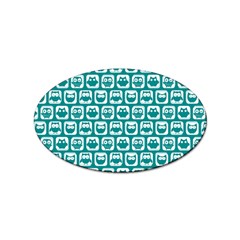 Teal And White Owl Pattern Sticker (oval) by GardenOfOphir