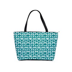 Teal And White Owl Pattern Classic Shoulder Handbag by GardenOfOphir