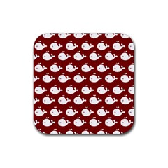 Cute Whale Illustration Pattern Rubber Coaster (square) by GardenOfOphir