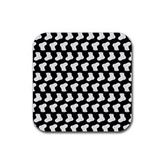 Black And White Cute Baby Socks Illustration Pattern Rubber Coaster (square) by GardenOfOphir