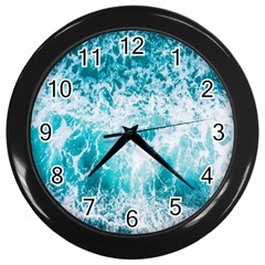 Tropical Blue Ocean Wave Wall Clock (black) by Jack14