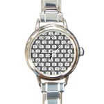 Modern Chic Vector Camera Illustration Pattern Round Italian Charm Watch