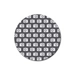 Modern Chic Vector Camera Illustration Pattern Rubber Round Coaster (4 pack)