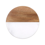Modern Chic Vector Camera Illustration Pattern Classic Marble Wood Coaster (Round) 