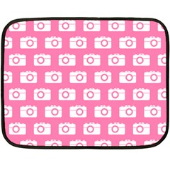 Pink Modern Chic Vector Camera Illustration Pattern Two Sides Fleece Blanket (mini) by GardenOfOphir