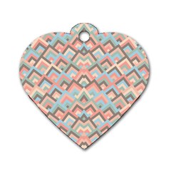 Trendy Chic Modern Chevron Pattern Dog Tag Heart (two Sides) by GardenOfOphir