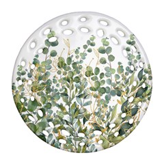 Gold And Green Eucalyptus Leaves Ornament (round Filigree) by Jack14