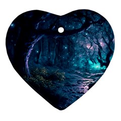 Path Forest Wood Light Night Ornament (heart)