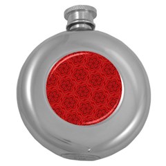 Floral Pattern Background Flowers Round Hip Flask (5 Oz)