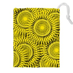 Abstract Sun Pattern Yellow Background Drawstring Pouch (5xl) by Jancukart