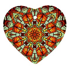 Kaleidoscope Floral Pattern Rosette Heart Ornament (two Sides) by Jancukart