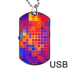 Squares Geometric Colorful Fluorescent Dog Tag Usb Flash (two Sides) by Jancukart