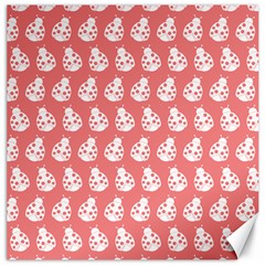 Coral And White Lady Bug Pattern Canvas 12  X 12  by GardenOfOphir