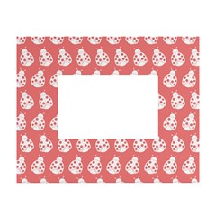 Coral And White Lady Bug Pattern White Tabletop Photo Frame 4 x6  by GardenOfOphir